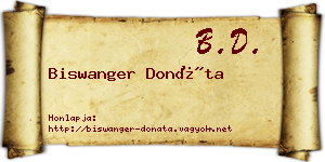 Biswanger Donáta névjegykártya